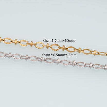 Stainless Steel Embossed Oval Spacer Chain,14K Gold Stainless Steel Chain,Waterproof Chain for DIY Necklace Bracelet Making