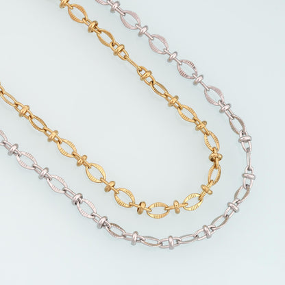 Stainless Steel Embossed Oval Spacer Chain,14K Gold Stainless Steel Chain,Waterproof Chain for DIY Necklace Bracelet Making