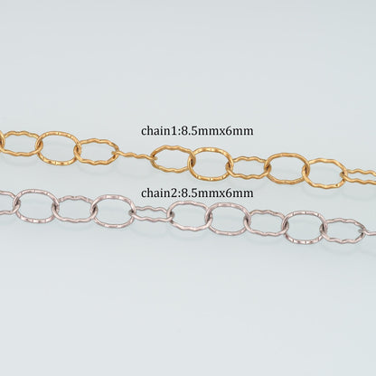 Stainless Steel Lrregular Hammered Oval Chain,14K Gold Stainless Steel Chain,Waterproof Chain for DIY Necklace Bracelet Makin