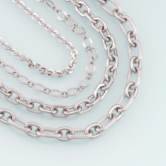Stainless Steel Oval Chain,Silver Stainless Steel Chain,Waterproof Chain for DIY Necklace Bracelet Making