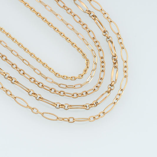 Stainless Steel Embossed Oval Chain,14K Gold Stainless Steel Chain,Waterproof Chain for DIY Necklace Bracelet Making