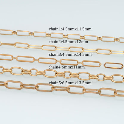 Stainless Steel Oval Chain,14K Gold Stainless Steel Chain,Waterproof Chain for DIY Necklace Bracelet Making