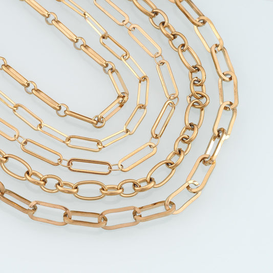 Stainless Steel Oval Chain,14K Gold Stainless Steel Chain,Waterproof Chain for DIY Necklace Bracelet Making
