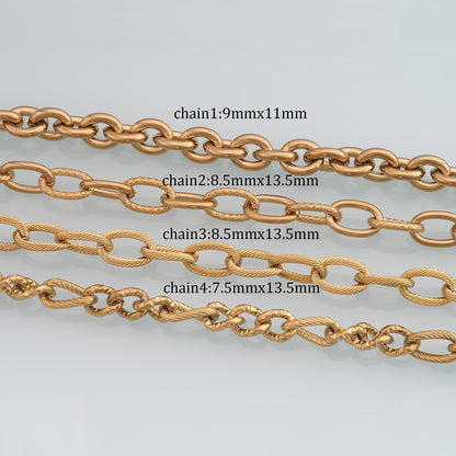 Stainless Steel Twist Oval Chain,14K Gold Stainless Steel Chain,Waterproof Chain for DIY Necklace Bracelet Making