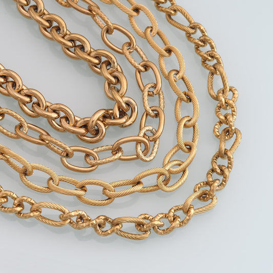 Stainless Steel Twist Oval Chain,14K Gold Stainless Steel Chain,Waterproof Chain for DIY Necklace Bracelet Making