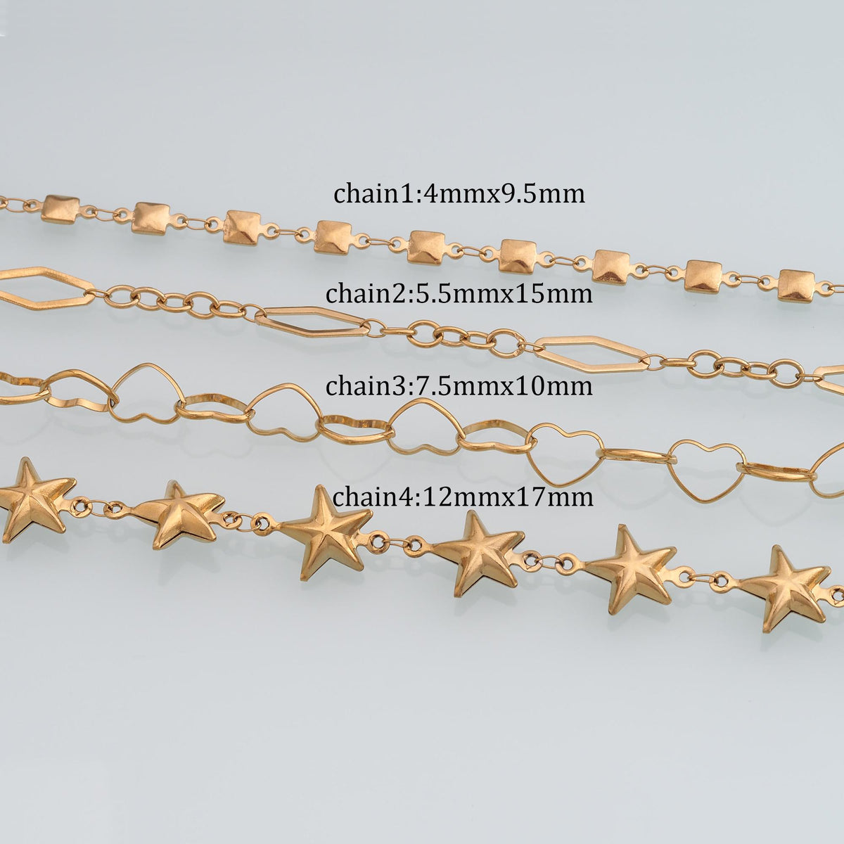 14K Gold Star Jewelry Chain 3.28 ft, 16.40 ft for Jewelry Making