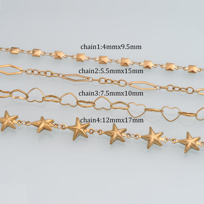 14K Gold Star Jewelry Chain 3.28 ft, 16.40 ft for Jewelry Making