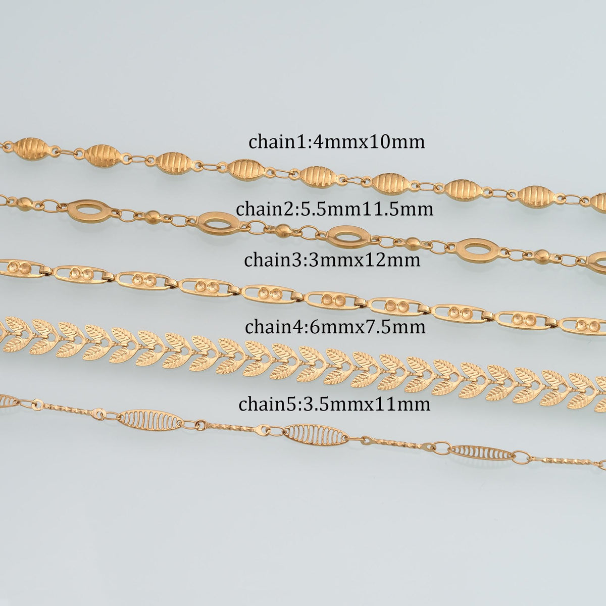 Stainless Steel Leaf Chain,14K Gold Stainless Steel Chain,Waterproof Chain for DIY Necklace Bracelet Making