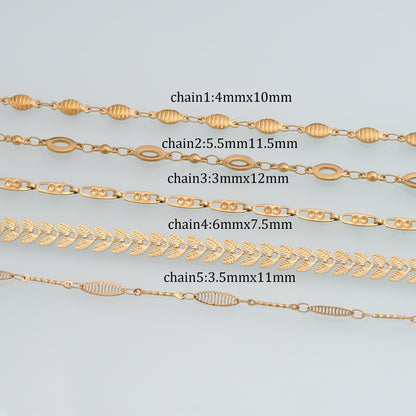 Stainless Steel Leaf Chain,14K Gold Stainless Steel Chain,Waterproof Chain for DIY Necklace Bracelet Making