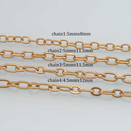 Stainless Steel Oval Chain,14K Gold Stainless Steel Chain,Waterproof Chain for DIY Necklace Bracelet Making
