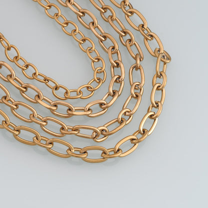 Stainless Steel Oval Chain,14K Gold Stainless Steel Chain,Waterproof Chain for DIY Necklace Bracelet Making