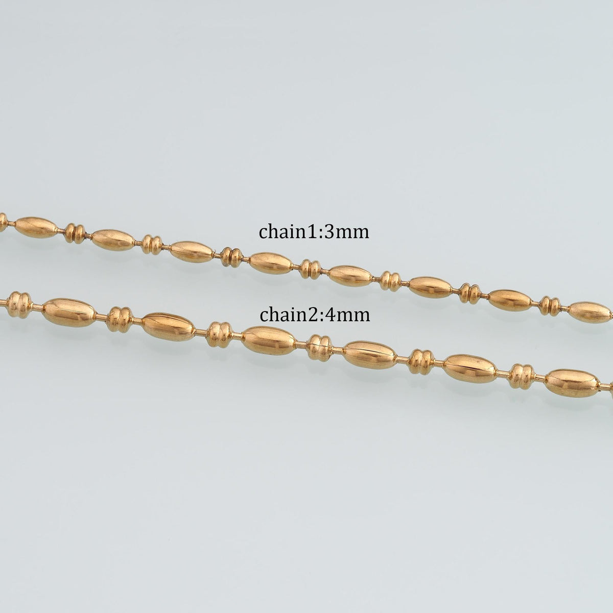 Stainless Steel Olive Beads Chain,14K Gold Stainless Steel Chain,Waterproof Chain for DIY Necklace Bracelet Making