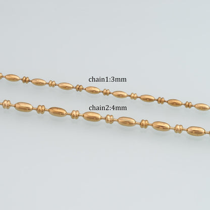 Stainless Steel Olive Beads Chain,14K Gold Stainless Steel Chain,Waterproof Chain for DIY Necklace Bracelet Making
