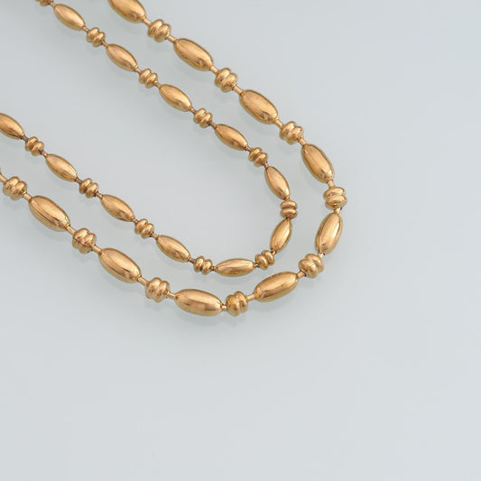 Stainless Steel Olive Beads Chain,14K Gold Stainless Steel Chain,Waterproof Chain for DIY Necklace Bracelet Making