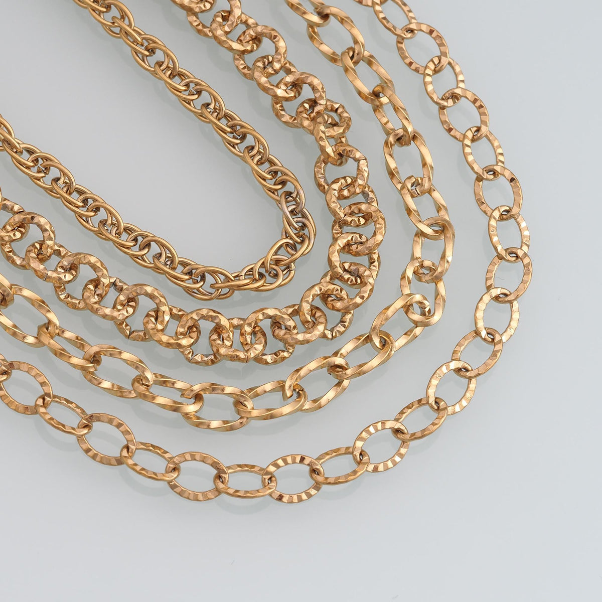 Stainless Steel Oval Texture Chain,14K Gold Stainless Steel Chain,Waterproof Chain for DIY Necklace Bracelet Making