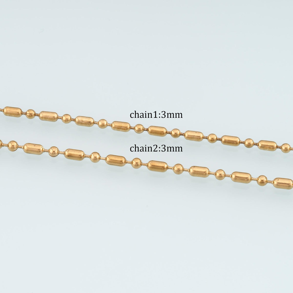 Stainless Steel Round Beads Chain,14K Gold Stainless Steel Chain,Waterproof Chain for DIY Necklace Bracelet Making