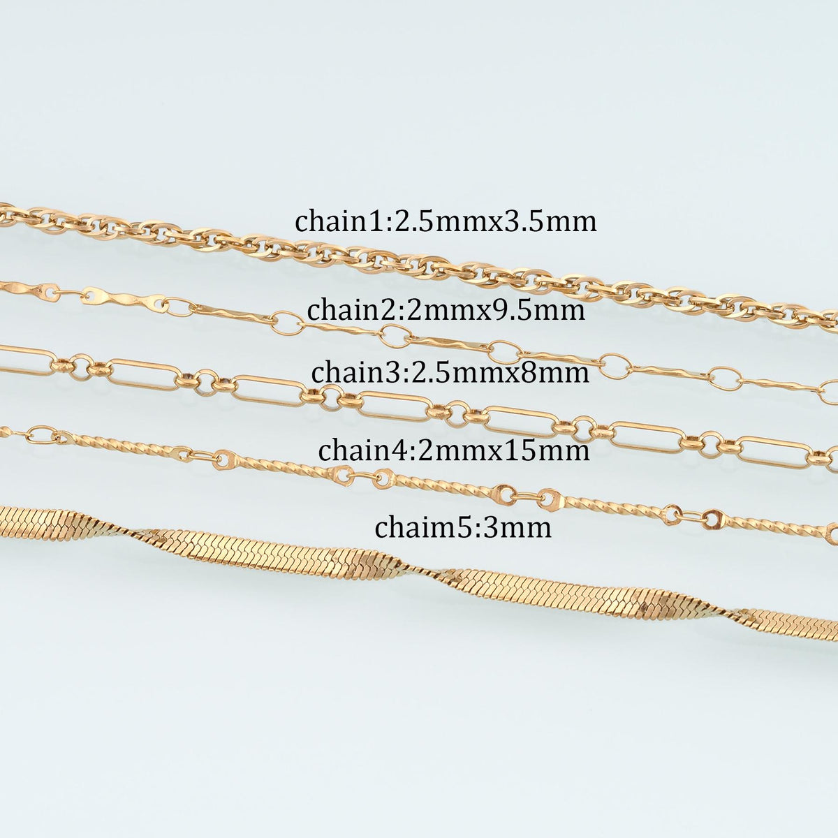 Stainless Steel Snake Chain,14K Gold Stainless Steel Chain,Waterproof Chain for DIY Necklace Bracelet Making