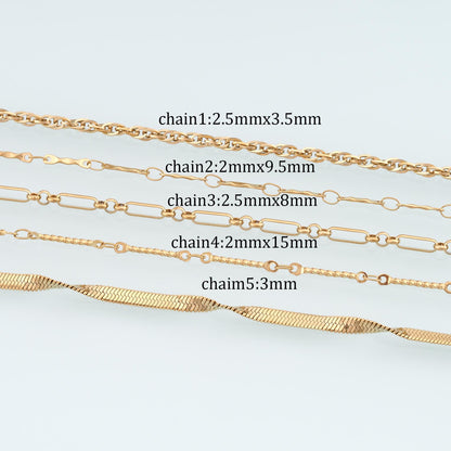 Stainless Steel Snake Chain,14K Gold Stainless Steel Chain,Waterproof Chain for DIY Necklace Bracelet Making