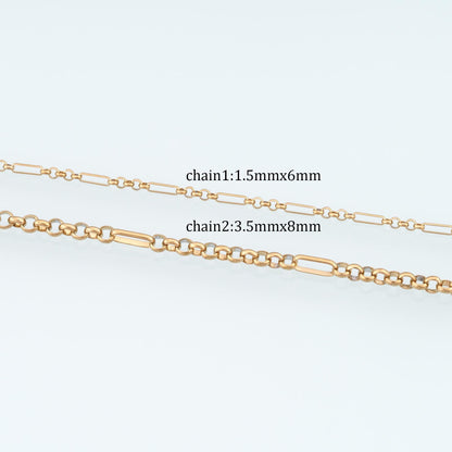 Stainless Steel Figaro Chain,14K Gold Stainless Steel Chain,Waterproof Chain for DIY Necklace Bracelet Making