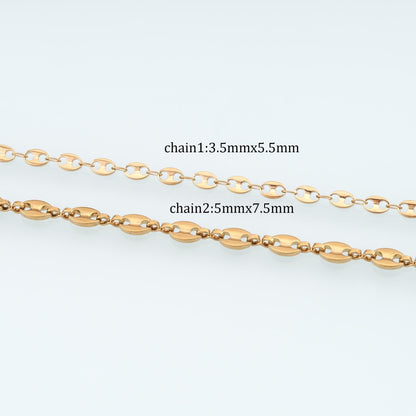 Stainless Steel Coffee Beans Chain,14K Gold Stainless Steel Chain,Waterproof Chain for DIY Necklace Bracelet Making