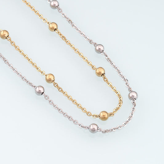 Stainless Steel Bead Chain,14K Gold Stainless Steel Chain,Waterproof Chain for DIY Necklace Bracelet Making