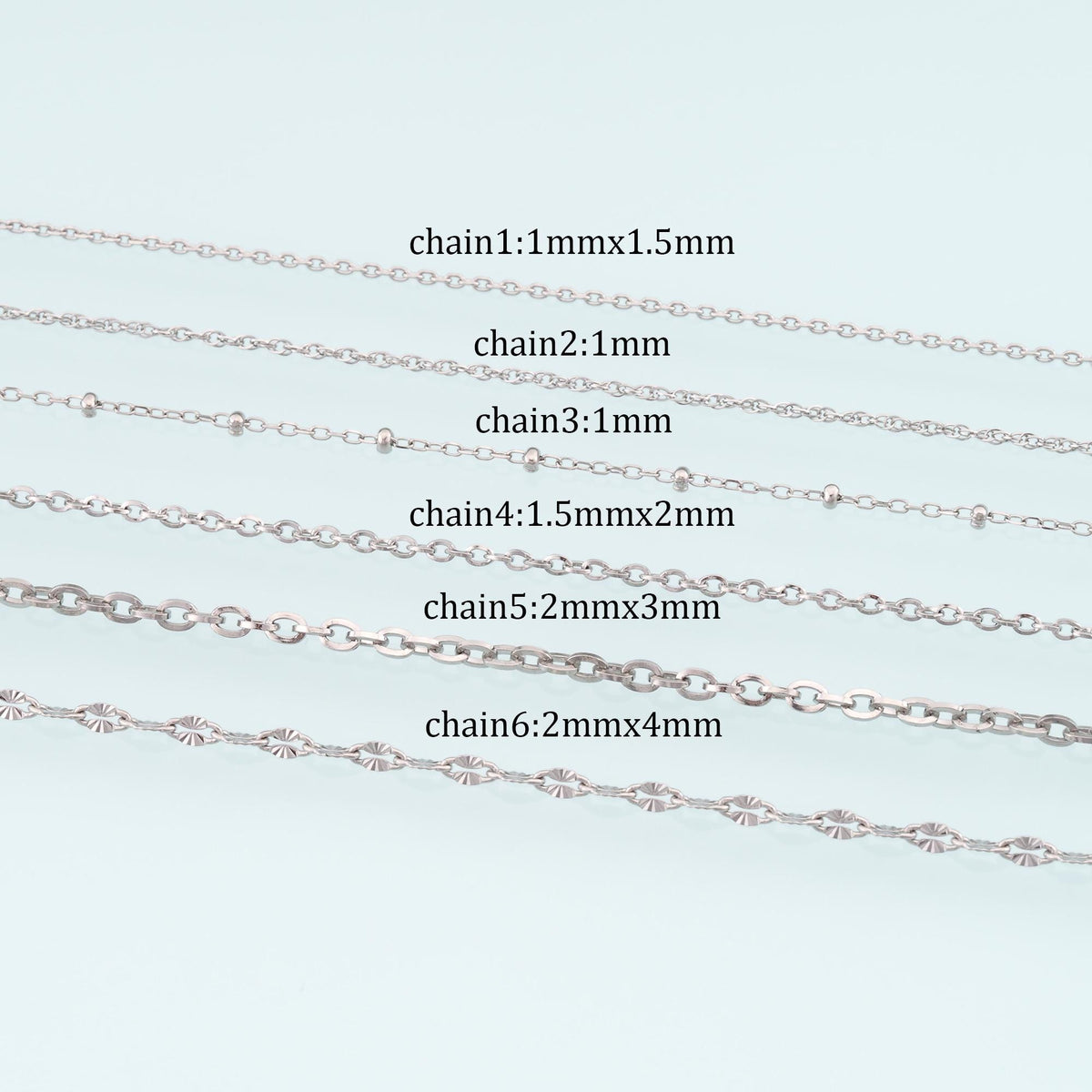 Stainless Steel Chopin Chain,Silver Stainless Steel Chain,Waterproof Chain for DIY Necklace Bracelet Making