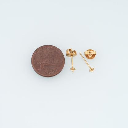 A Pair Stainless Steel Earrings Stud, 14K Gold Filled Waterproof Never Fade Earrings Stud,Everyday DIY Jewelry Ear Stack Jewe