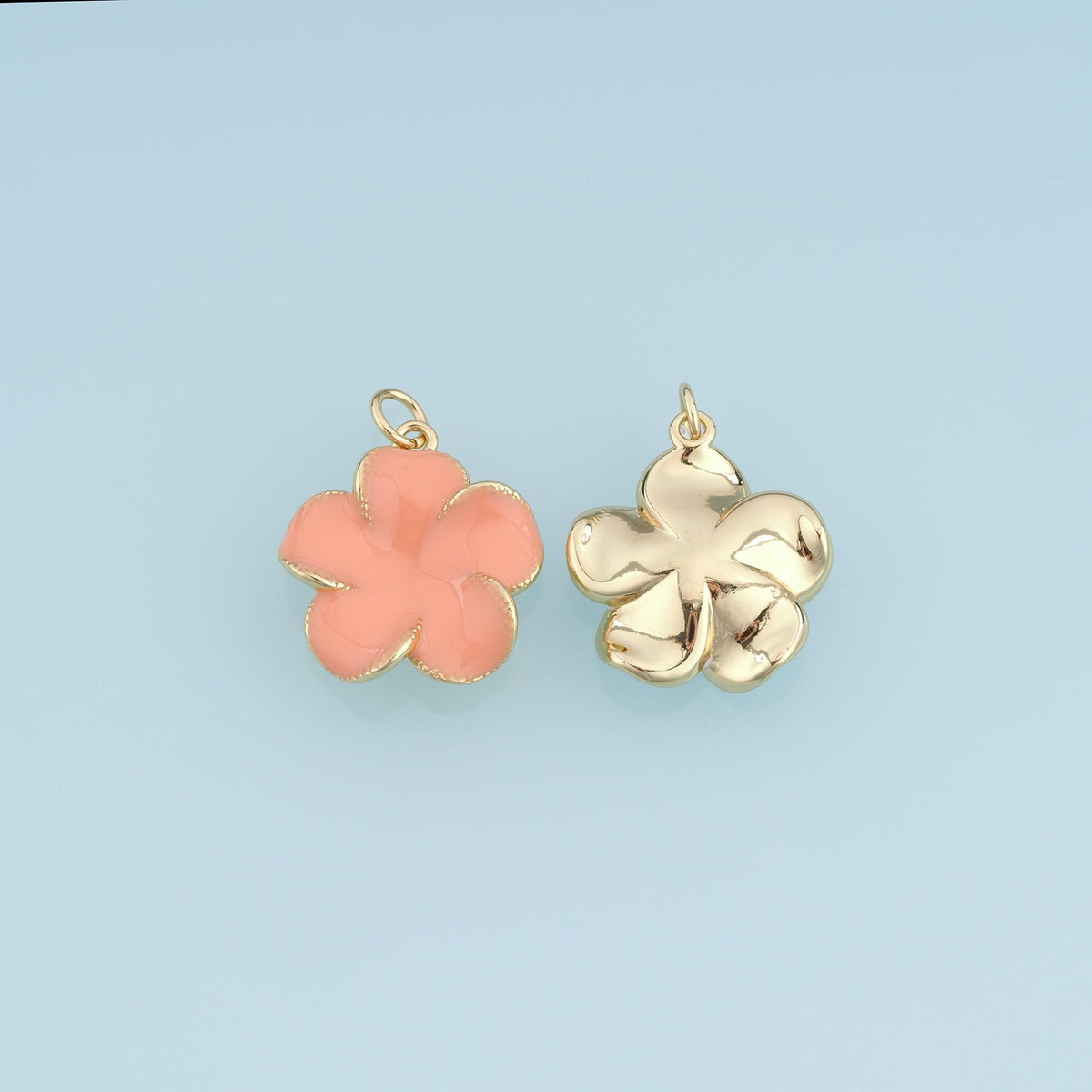 18K Gold Filled Enamel Flower Charm Pendant for Jewelry Making