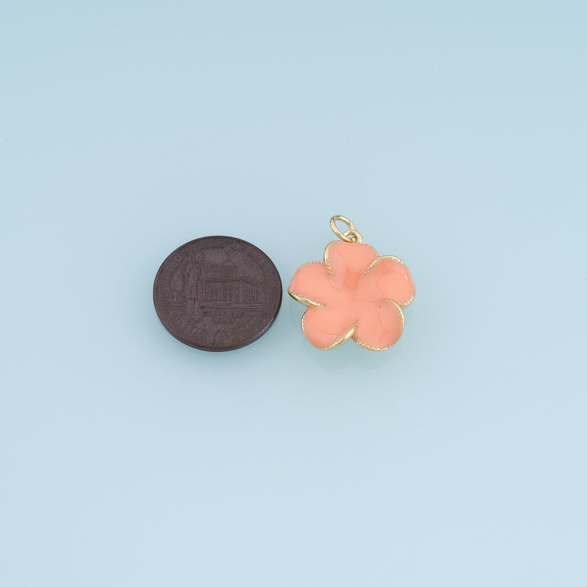 18K Gold Filled Enamel Flower Charm Pendant for Jewelry Making