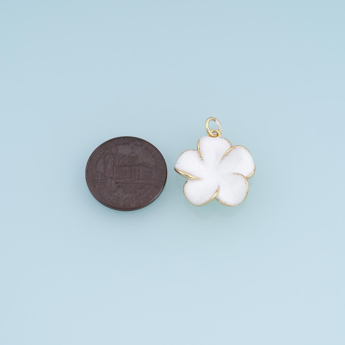18K Gold Filled Enamel Flower Charm Pendant for Jewelry Making