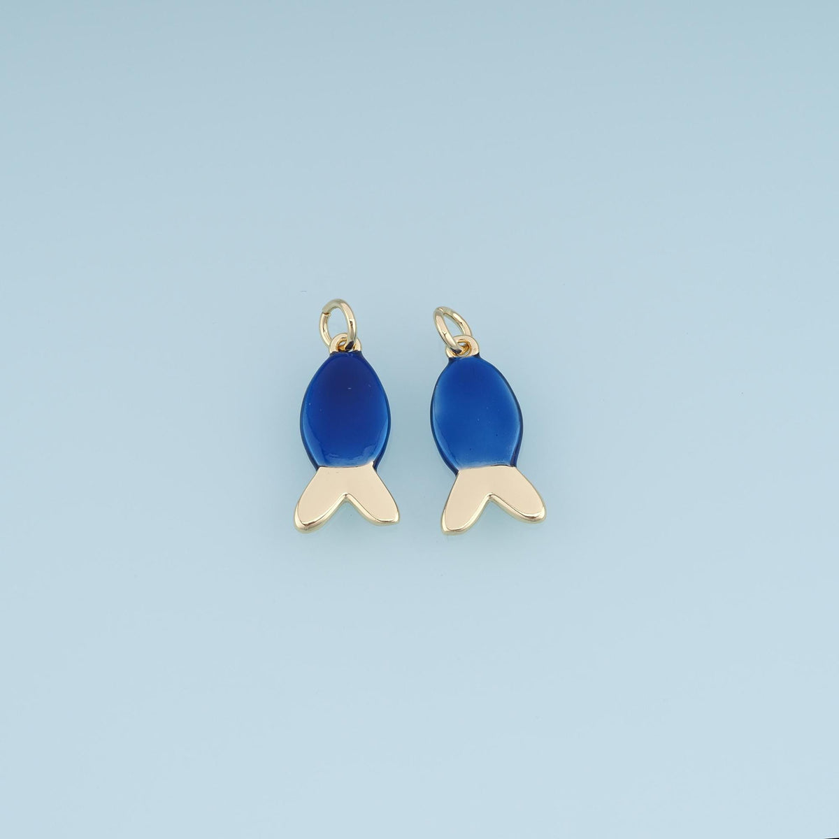 Gold Enamel Fish Pendant,18K Gold Filled Minimalist Charm Bracelet Necklace for DIY Jewelry Making Supply