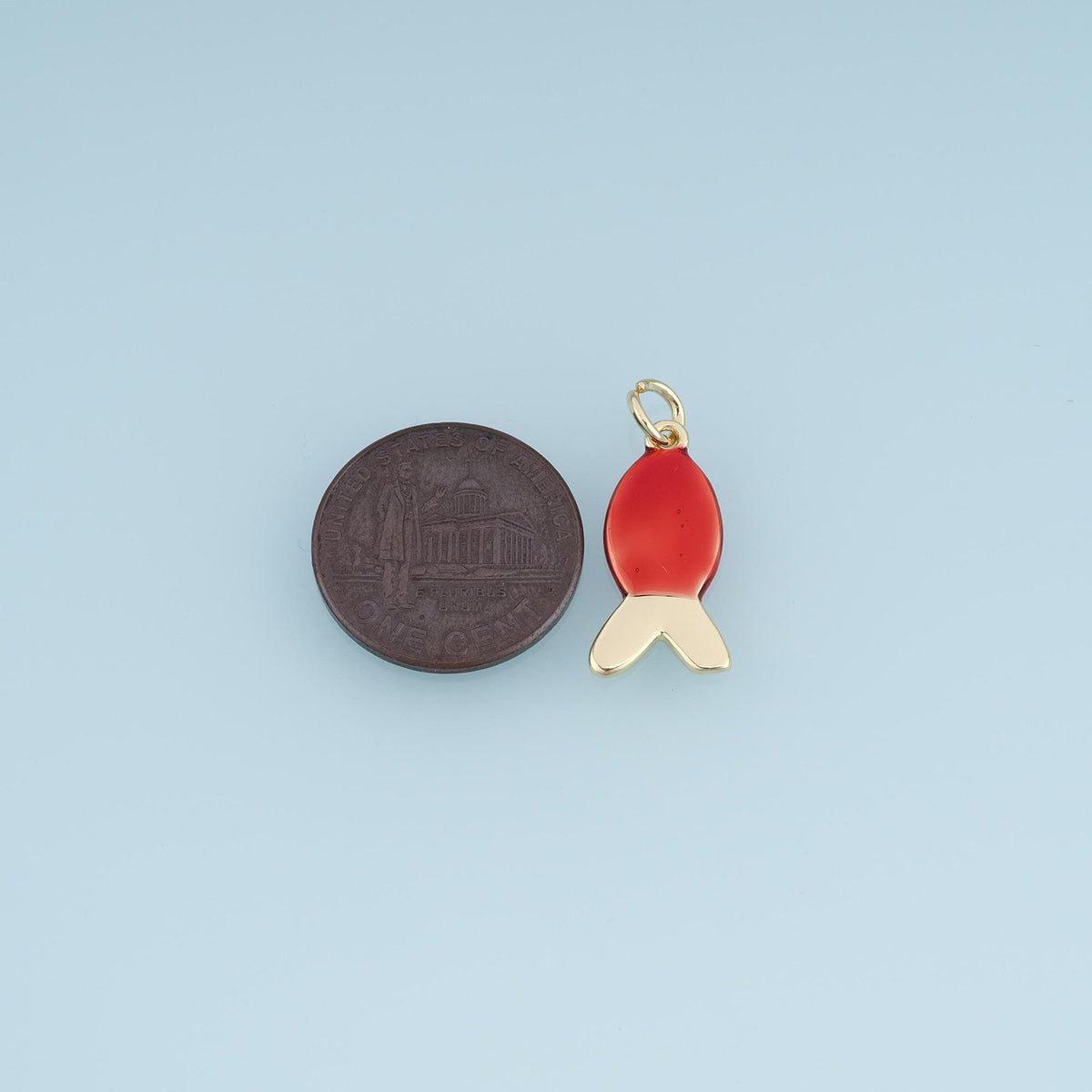 Gold Enamel Fish Pendant,18K Gold Filled Minimalist Charm Bracelet Necklace for DIY Jewelry Making Supply