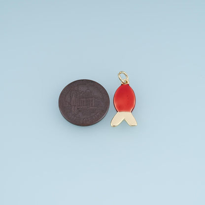 Gold Enamel Fish Pendant,18K Gold Filled Minimalist Charm Bracelet Necklace for DIY Jewelry Making Supply