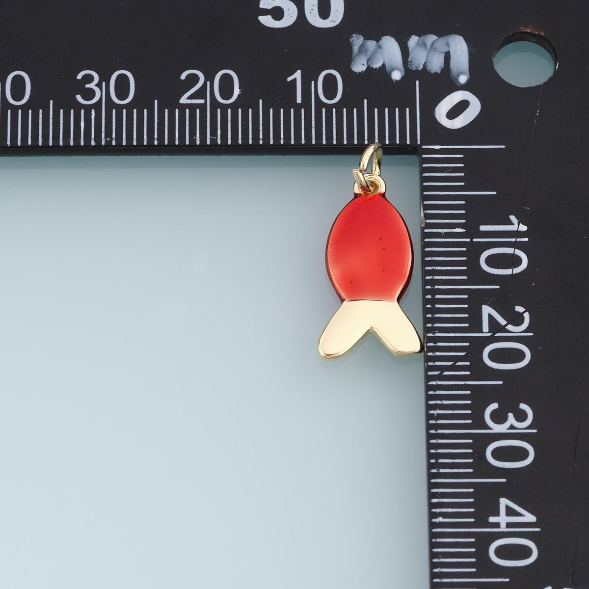 Gold Enamel Fish Pendant,18K Gold Filled Minimalist Charm Bracelet Necklace for DIY Jewelry Making Supply