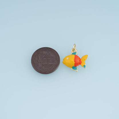18K Gold Filled Enamel Fish Charm Pendant for Jewelry Making