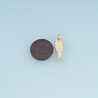 18K Gold Filled Fish Charm Pendant for Jewelry Making