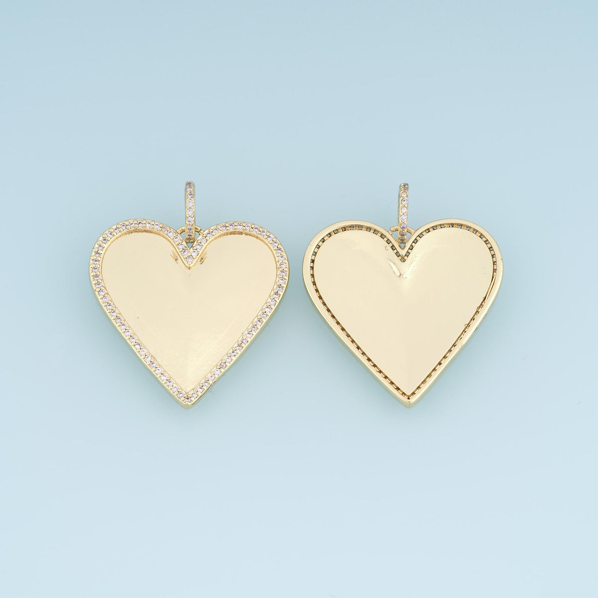 Gold CZ Heart Pendant,18K Gold Filled Minimalist Charm Bracelet Necklace for DIY Jewelry Making Supply