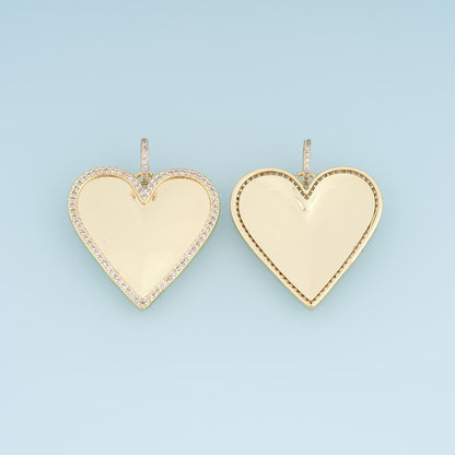 Gold CZ Heart Pendant,18K Gold Filled Minimalist Charm Bracelet Necklace for DIY Jewelry Making Supply
