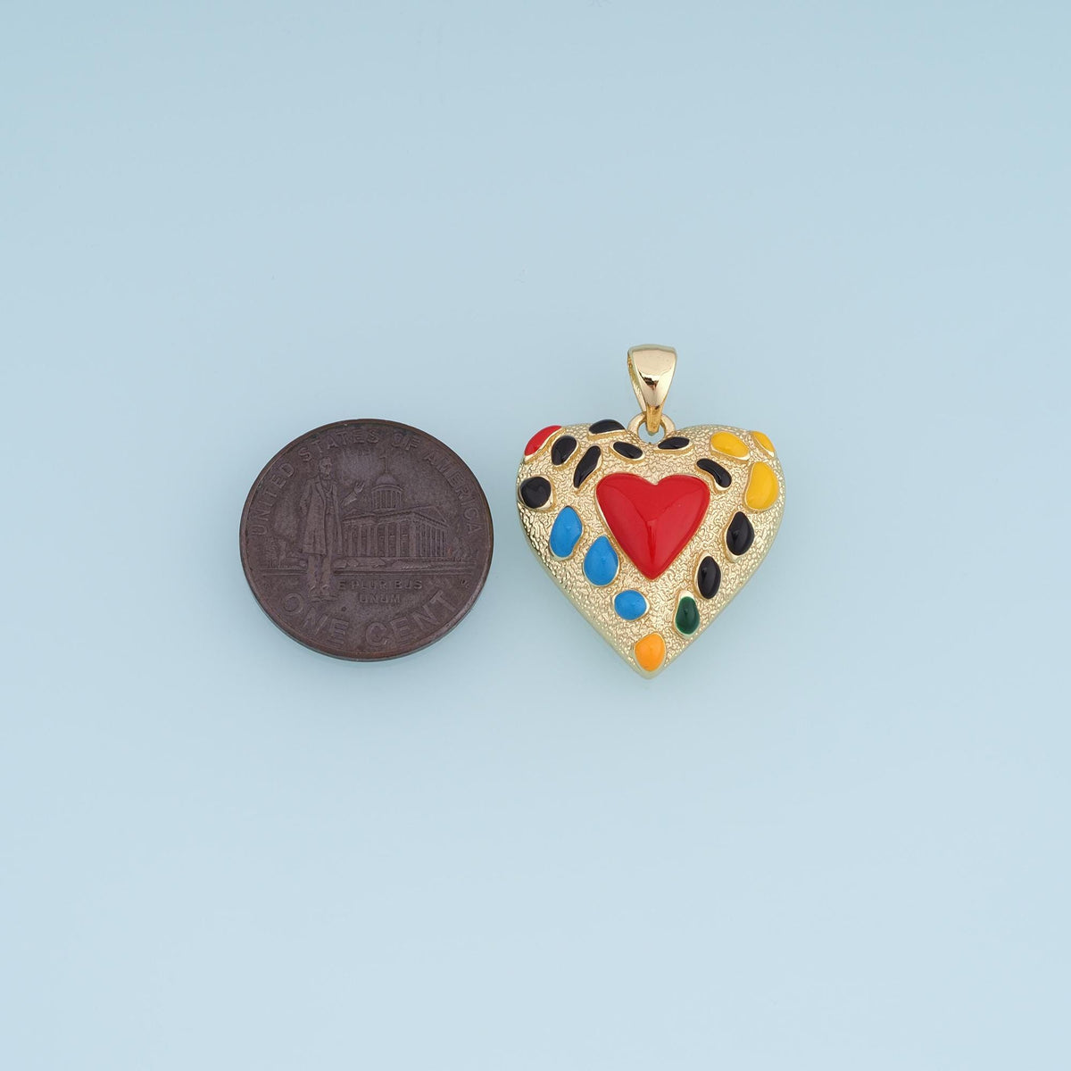 18K Gold Filled Enamel Heart Charm Pendant for Jewelry Making