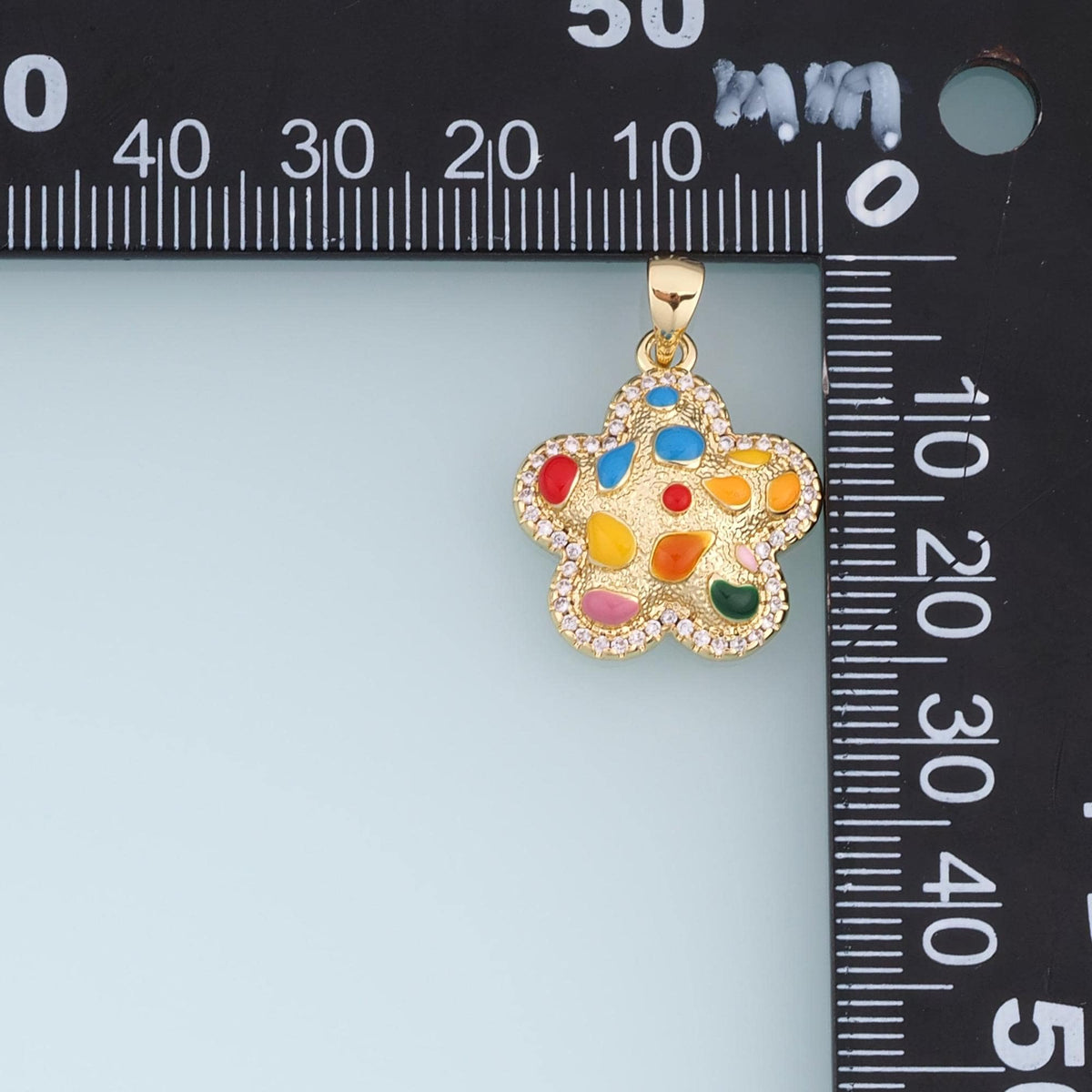 18K Gold Filled Enamel Flower Charm Pendant for Jewelry Making