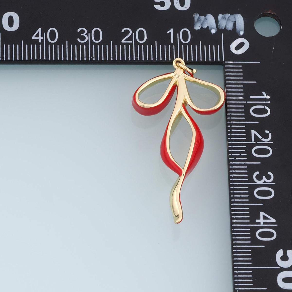 Gold Enamel Bow Pendant,18K Gold Filled Ribbon Bow Charm Bracelet Necklace for DIY Jewelry Making Supply