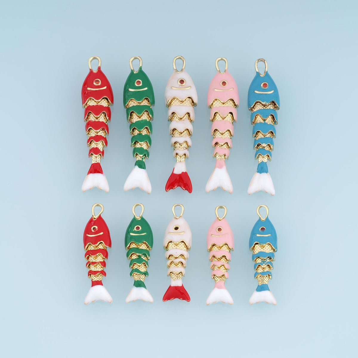 18K Gold Filled Enamel Fish Charm Pendant for Jewelry Making