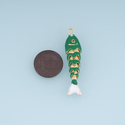 18K Gold Filled Enamel Fish Charm Pendant for Jewelry Making