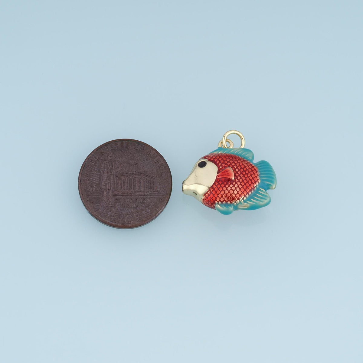 18K Gold Filled Enamel Fish Charm Pendant for Jewelry Making