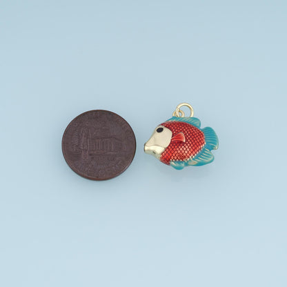 18K Gold Filled Enamel Fish Charm Pendant for Jewelry Making