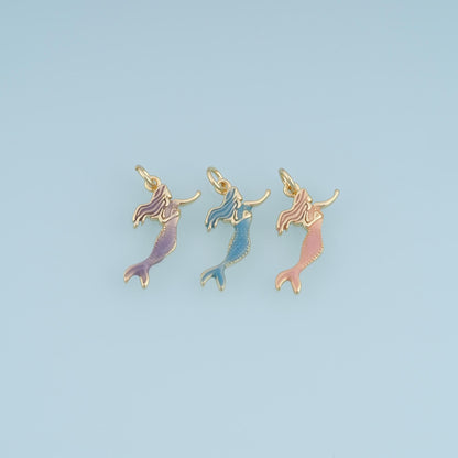 18K Gold Filled Enamel Charm Pendant for Jewelry Making