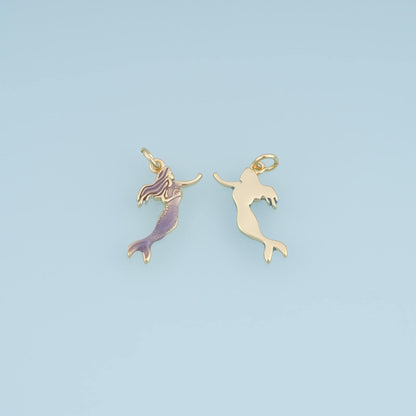 18K Gold Filled Enamel Charm Pendant for Jewelry Making