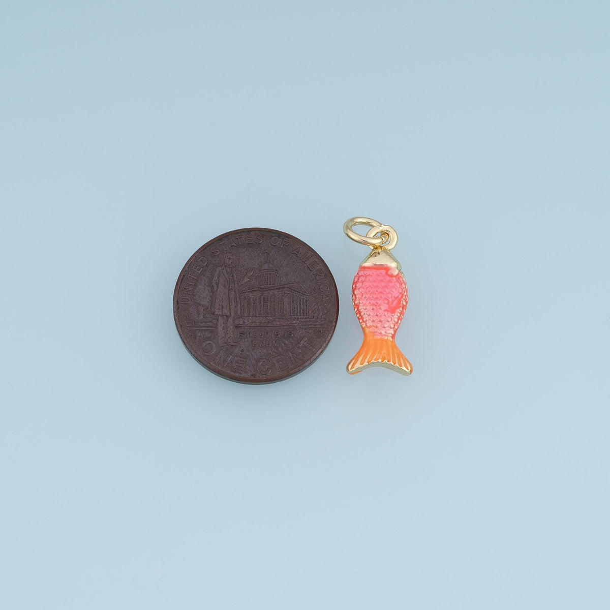 Gold Enamel Fish Pendant,18K Gold Filled Minimalist Charm Bracelet Necklace for DIY Jewelry Making Supply