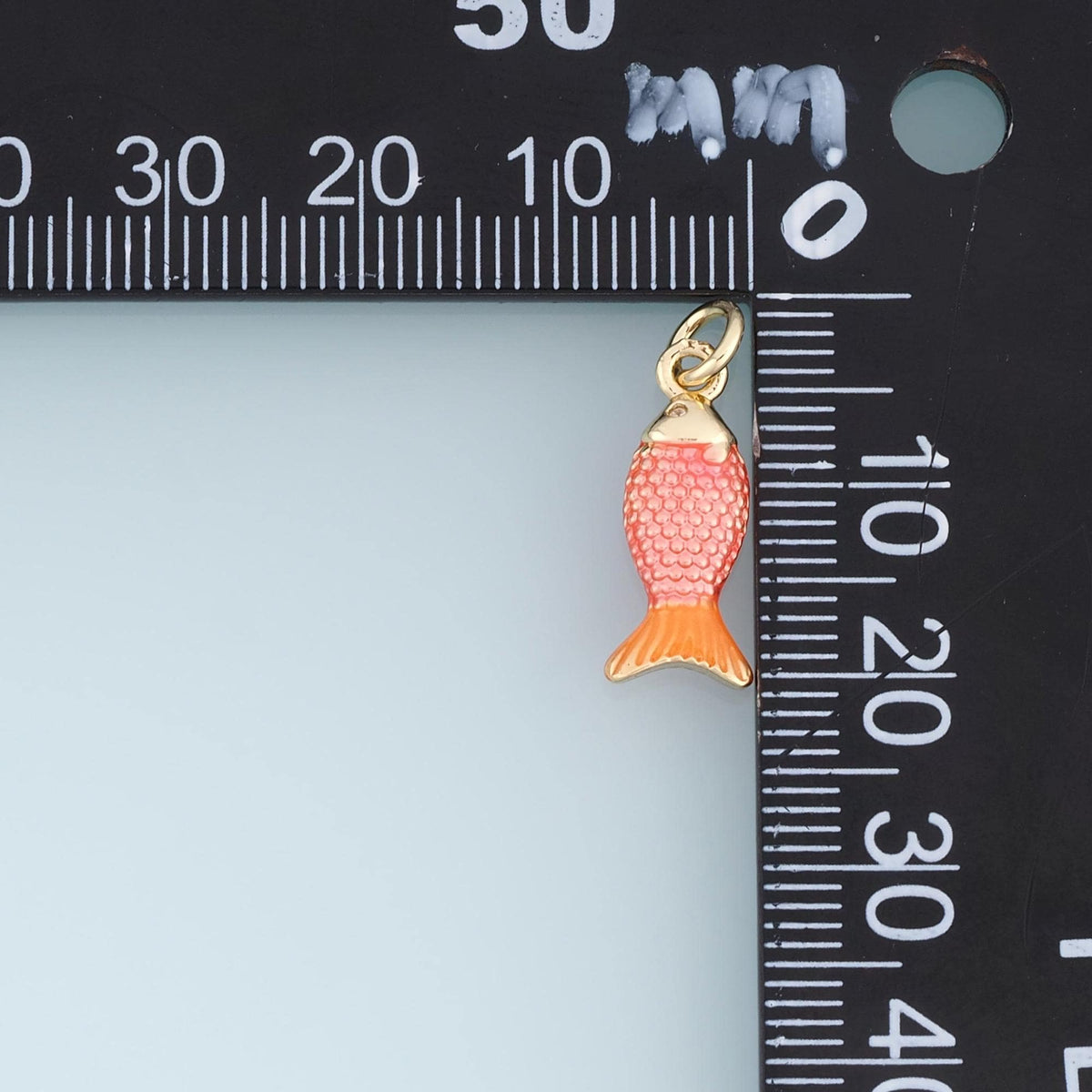 Gold Enamel Fish Pendant,18K Gold Filled Minimalist Charm Bracelet Necklace for DIY Jewelry Making Supply