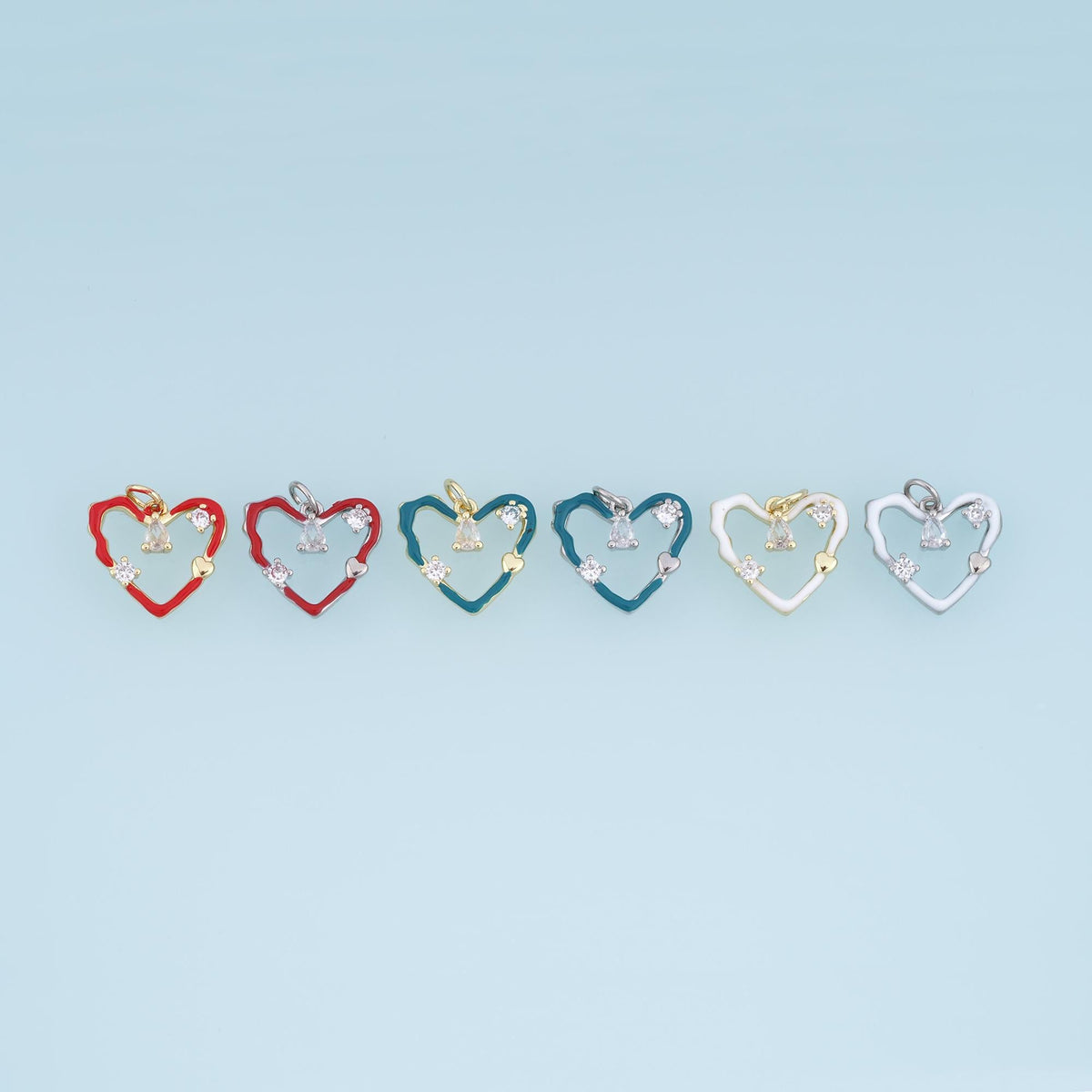 18K Gold Filled Enamel Heart Charm Pendant for Jewelry Making